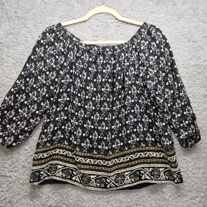 Madewell Womens Black Bohemian Silk Blouse XS Casual Hippie Sheer Lightweight